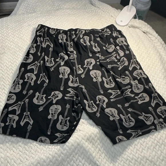 Lazy One Men’s Black Shorts with Gray Guitar Print Sz M 0773 - Picture 3 of 3